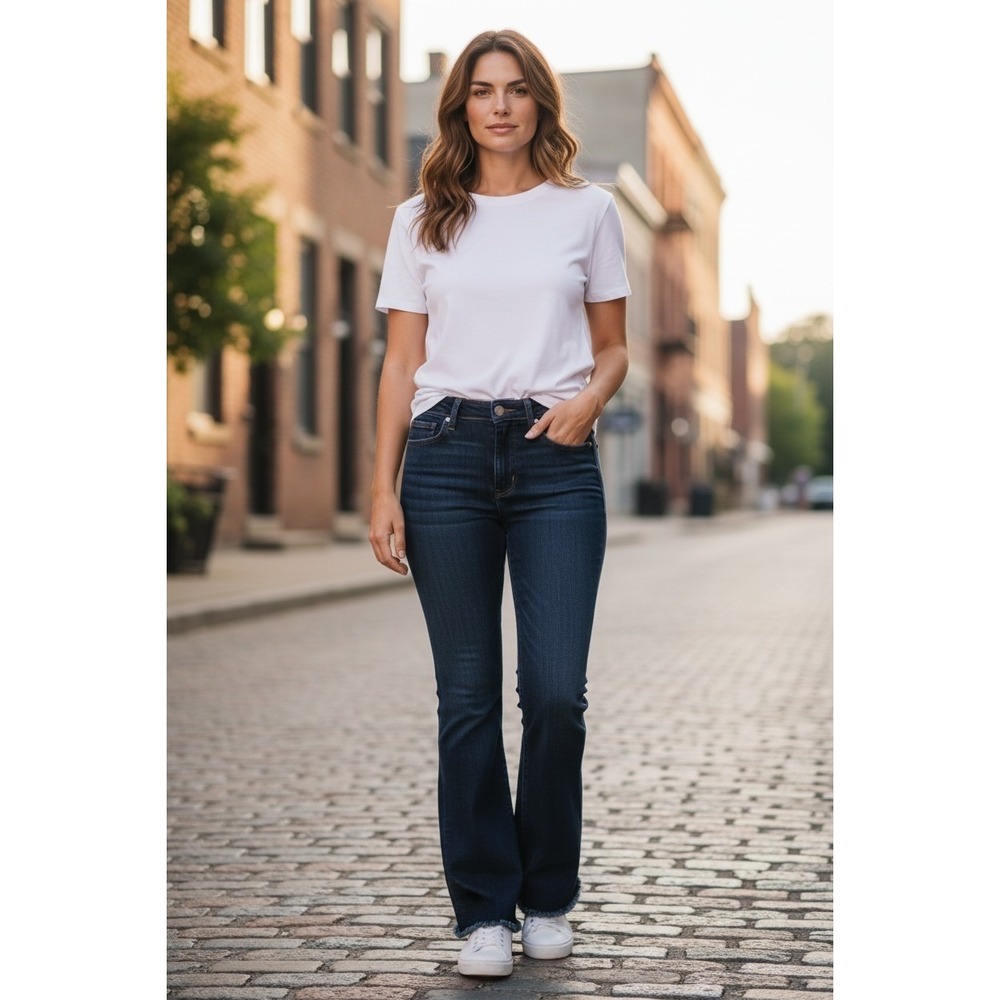 Judy Blue Flare High Rise Raw Hem Tummy‎ Control Women's 3/26 Jeans